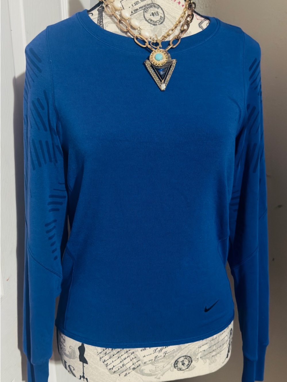 Womens Nike jfs training Blue Long Sleeve Performance Tee